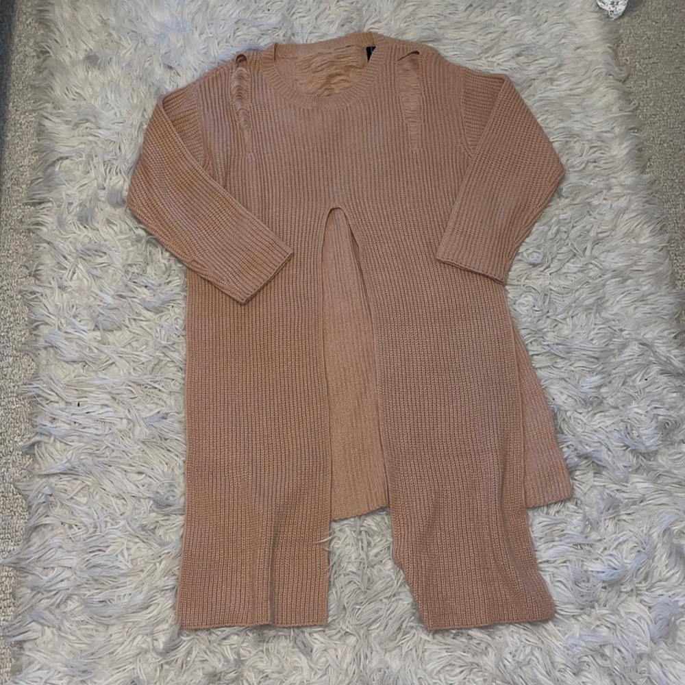 Long split cutout sweater